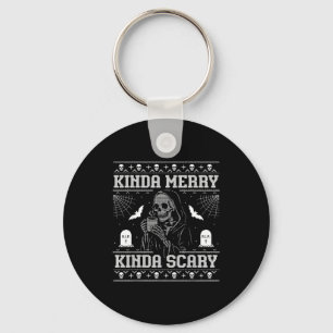 Kinda Merry Kinda Y Alt Goth Ugly Christmas Sweate Keychain