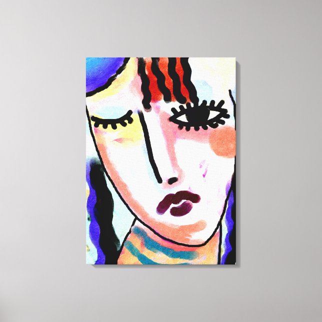 Kinda Sad Abstract Digital Portrait of a Woman Canvas Print (Front)