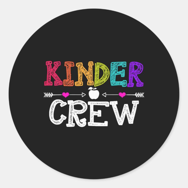 Kinder Crew Back To School Kindergarten Teacher St Classic Round Sticker (Front)