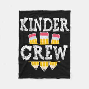 Kinder Crew Fun Kindergarten Squad Teacher 1st Day Fleece Blanket