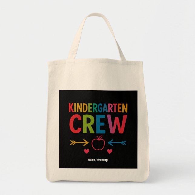 Kinder Crew Funny Kindergarten Fun Back To School Tote Bag (Front)