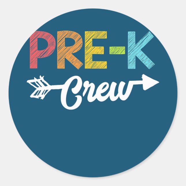 Kinder Crew Pre K Teacher Student Kids Back To Classic Round Sticker (Front)