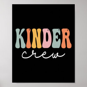 Kinder Crew Retro Groovy Vintage Happy First Day O Poster