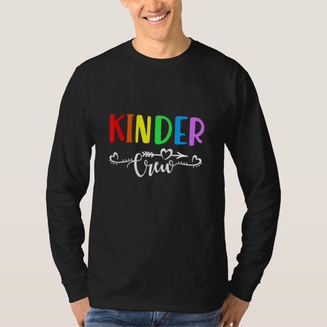 Kinder Crew Team Kindergarten Teacher Tee 1st Day  (Front)
