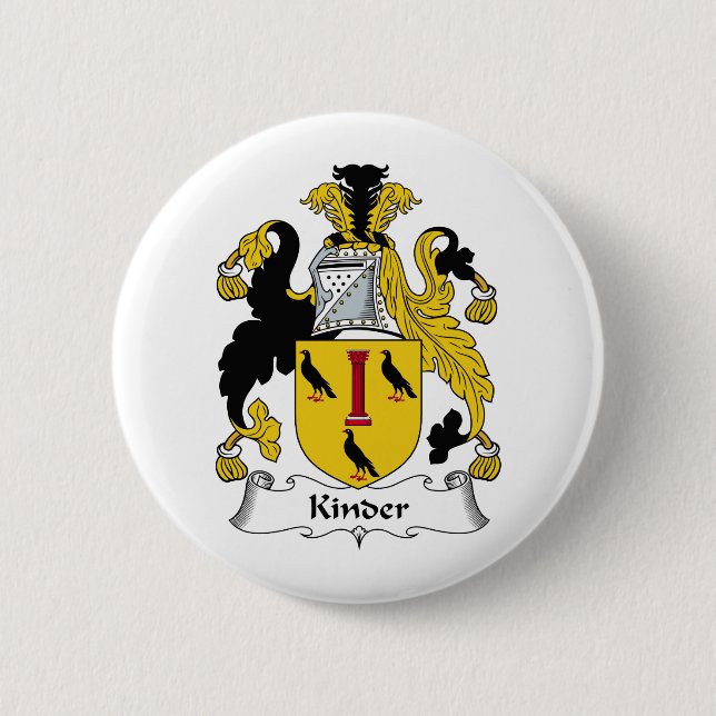 Kinder Family Crest 2 Inch Round Button (Front)