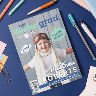 Kinder Grad Fun Kindergarten Photo Magazine Cover  Announcement