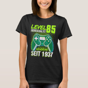 Kinder Level 85 Jahre Geburtstags Junge Gamer 1937 T-Shirt