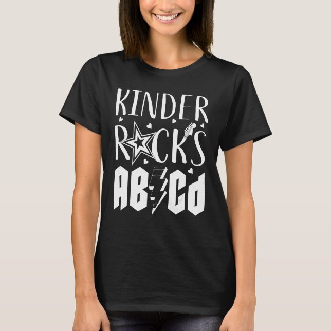 Kinder Rocks ABCD First Day Of Kindergarten School T-Shirt (Front)