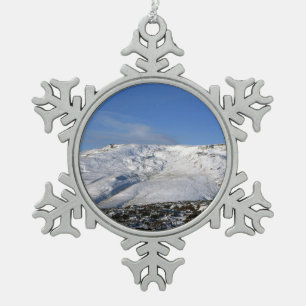 Kinder Scout Winter Holiday Card Poster Photo Bloc Snowflake Pewter Christmas Ornament