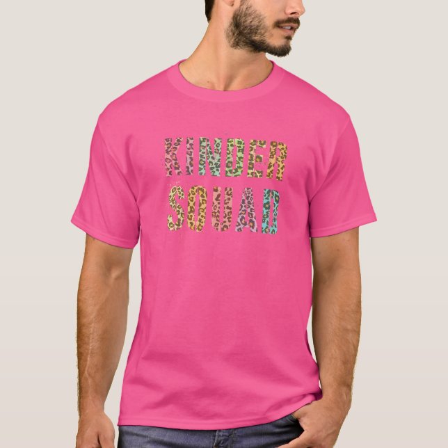 Kinder Squad Leopard Print Teacher Hello Kindergar T-Shirt (Front)
