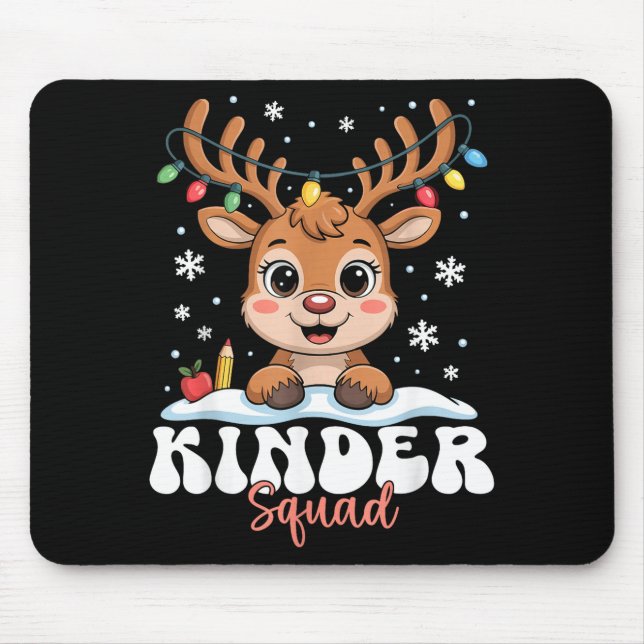 Kinder Squad Reindeer Christmas Lights Cute Winter Mouse Pad (Front)