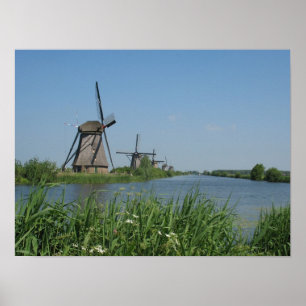 Kinderdijk Windmills Poster Print