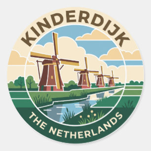 Kinderdijk Windmills The Netherlands Classic Round Sticker