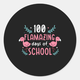 Kindergarten 100 Days Of School Flamingo Teacher K Classic Round Sticker