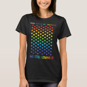 Kindergarten 100 Days Of School Hearts Teacher Kid T-Shirt