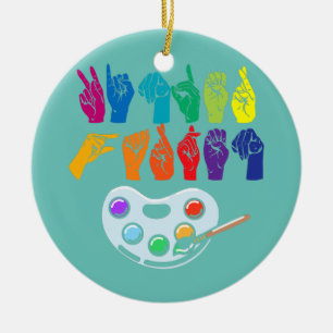 Kindergarten American Sign Language Back To Ceramic Ornament