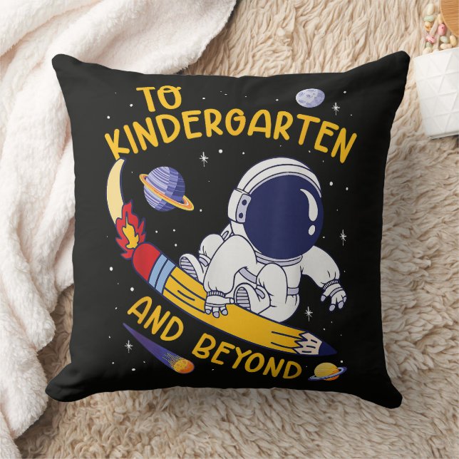 Kindergarten And Beyond Astronaut Back To School Throw Pillow (Blanket)