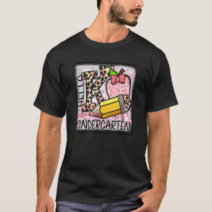Kindergarten Apple Leopard Student Teacher T-Shirt
