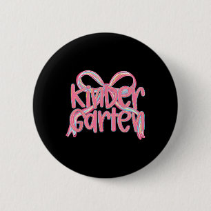 Kindergarten Back To School Girls Pink Bow Coquett 2 Inch Round Button