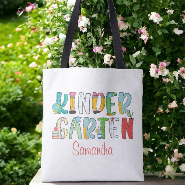 Kindergarten Back to School Personalized Script Tote Bag (Creator Uploaded)
