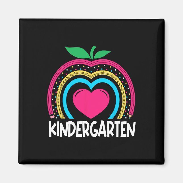 Kindergarten Boho Rainbow teacher team Kinder squa Magnet (Front)