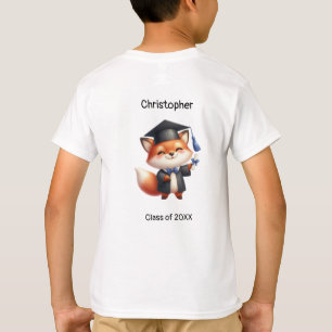 Kindergarten Boy Graduate Name Cute Fox T-Shirt