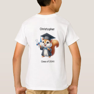 Kindergarten Boy Graduate Name Cute Squirrel T-Shirt