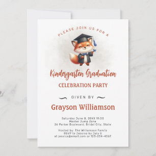Kindergarten Boy Graduation Fox Invitation