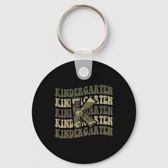 Kindergarten Camo Camouflage Boy Teacher Ck To Sch Keychain (Front)