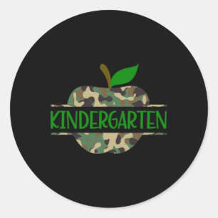 Kindergarten Camouflage Apple First Day of School Classic Round Sticker