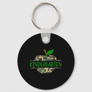 Kindergarten Camouflage Apple First Day of School  Keychain