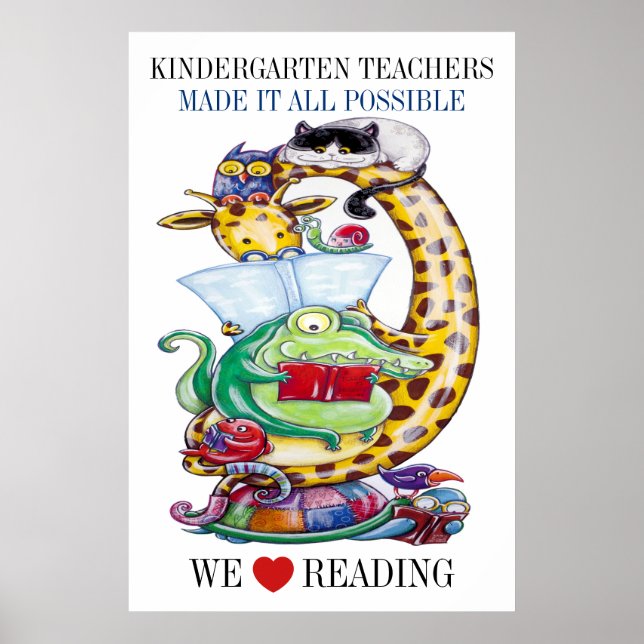 Kindergarten-Choose Size-We Love Reading! Poster (Front)