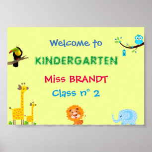Kindergarten Class, Classroom sign & teacher