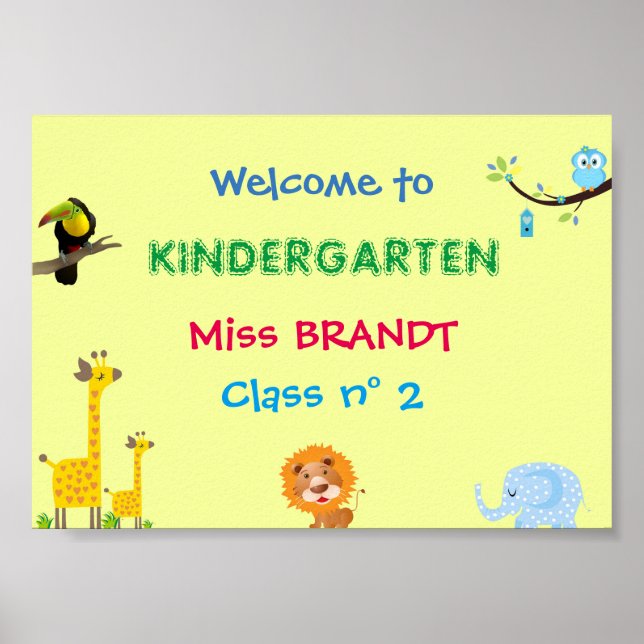 Kindergarten Class, Classroom sign & teacher (Front)