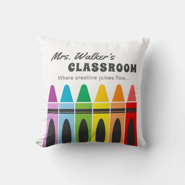 Kindergarten Colourful Crayons Classroom Custom Throw Pillow (Front)