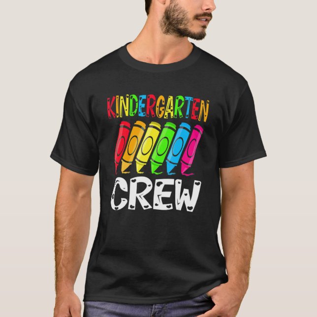 Kindergarten Crew Back To School Crayon Teacher St T-Shirt (Front)