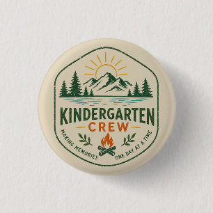 Kindergarten Crew Camp Badge Teacher Appreciation 1 Inch Round Button