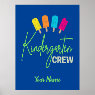 Kindergarten Crew for nursery school Child Vintage Poster