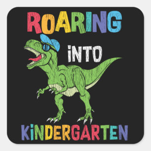 Kindergarten Dinosaur First Day School Kids Gift Square Sticker