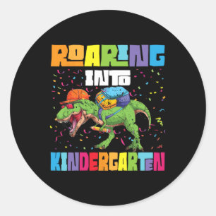 Kindergarten Dinosaur T Rex Back To School Boys  Classic Round Sticker