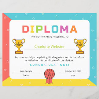 Kindergarten Diploma Elementary DiplomaCertificate