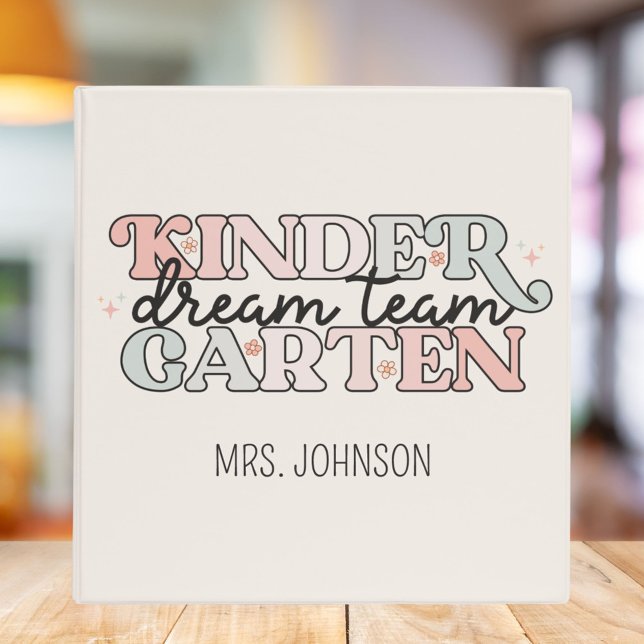 Kindergarten Dream Team Teacher in Retro Style Binder (In situ)
