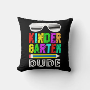 Kindergarten Dude First Day Back Throw Pillow