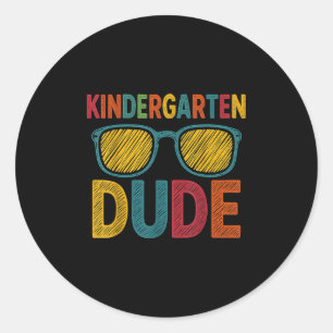 Kindergarten Dude Funny First Day Back To School S Classic Round Sticker