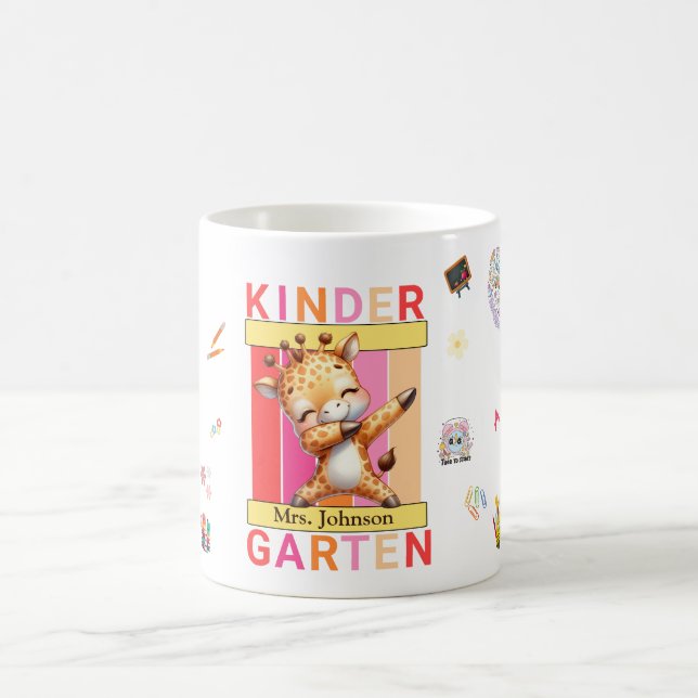 Kindergarten Elementary Teacher Dabbing Giraffe Coffee Mug (Center)