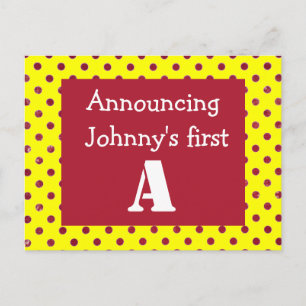 Kindergarten ... first day announcement postcard