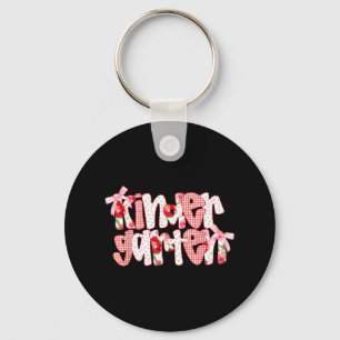 Kindergarten Floral Gingham Cute Back To School Gi Keychain