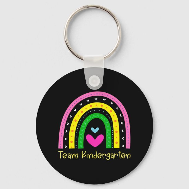 Kindergarten Fun Back To School Rainbow Team Kinde Keychain (Front)