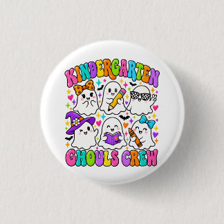 Kindergarten Ghouls Crew Colourful Cute Ghost 1 Inch Round Button
