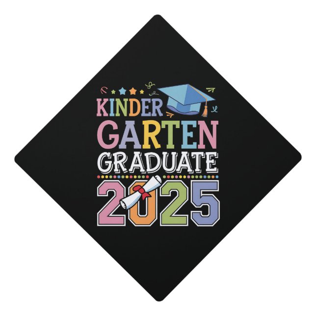 Kindergarten Graduate 2025 Graduation School Cap Topper (Front)